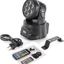 POHYBLIVÁ LED HLAVA 7X 10W RGBW DMX STROBO + DÁLKOVÉ OVLÁDÁN