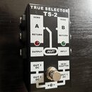 Černý efektový pedál s bílými nápisy TRUE SELECTOR a TS-2. Na horní části jsou označení SEND, RETURN, A, B, OUTPUT a INPUT s logem AMIT v oválu, dopl…