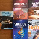 Fotografie zobrazuje čtyři knihy a jednu CD obálku položenou na dřevěném stole. Viditelné jsou názvy: „SVĚTEM HUDEBNÍCH NÁSTROJŮ“ s logem PANTON, „CA…