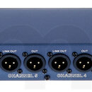 Modrý rackový mikrofonní splittery s nápisem Palmer audio tools PRMMS 8 8 CHANNEL MIC SPLITTER. Zařízení obsahuje 16 XLR konektorů rozdělených do osm…