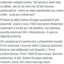Obrázek obsahuje pouze text v češtině, který popisuje historii a kvalitu zesilovačů značky Gallien Krueger (zkratka GK). Text zmiňuje inovace v oblas…