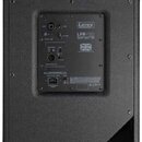 Zadní strana černého reproduktorového boxu s texturovaným povrchem. Na zadním panelu je bílý nápis Laney a model LFR-110, pod kterým je text FULL RAN…