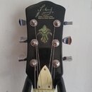 Záhlaví černé elektrické kytary s chromovanými ladičkami. V horní části je bílý nápis „Fokus - H Guitar Shop Made for Czech Republic“ a nad ním styli…