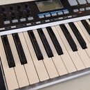 Černý MIDI kontrolér s bílými a černými klávesami. Na levém spodním rohu je nápis Graphite 25 a dvě ovládací páky s popisky PITCH BEND a MODULATION.…