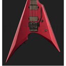 Červená elektrická kytara s ostrým, šipkovitým tvaru těla. Je vybavena dvěma humbuckery, černým tremolo mostem a jedním ovládacím knoflíkem. Povrch j…