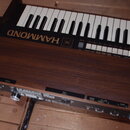 Elektronické klávesové nástroje v dřevěném korpusu hnědé barvy. Na horní části je nápis HAMMOND a vpravo nápisy DEMI PLAY. Zadní panel obsahuje různé…