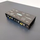 Černá DI box s nápisy DI-BOX, BALANCED OUT a 2 CHANNELS. Na horní straně je logo CORDIAL SOUND & AUDIO EQUIPMENT a označení modelu CE502. Přední pane…
