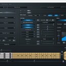 Snímek zachycuje uživatelské rozhraní softwaru s názvem AXON AX 50 USB Editor. Okno obsahuje různé ovládací prvky, posuvníky a nastavení pro MIDI výs…