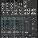 Černý mixážní pult s nápisem 802VLZ4 a doplňkem 8-CHANNEL MIC/LINE MIXER WITH ONYX PREAMPLIFIERS. Horní část obsahuje vstupy označené jako MIC 1, MIC…