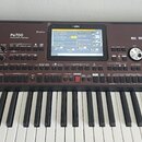 Černý digitální klavír s nápisem Pa700 PROFESSIONAL ARRANGER a logem KORG. Nástroj má barevný displej TouchView, zahlreiche ovládací tlačítka, posuvn…