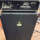 Zadní strana kytarového komba tvořeného černým zesilovačem a reproboxem. Na zadním panelu zesilovače je bílý nápis Peavey a model SERIES 260 C, dále…