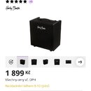 Černý kytarový kombo zesilovač s rukojetí nahoře. Na předním textilním krytu je bílý nápis Harley Benton. Povrch přístroje vypadá čistě a bez viditel…
