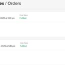 Snímek zachycuje screenshot z uživatelského rozhraní s názvem My Purchases / Orders. Jsou zde zobrazeny dvě objednávky se stavem Fulfilled, u kterých…