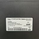 Fotografie zachycuje detail bílého štítku na černém plastovém povrchu zařízení. Na štítku je uveden Model: STWM722/STM4 a Frequency: 863.100MHz, 864.…
