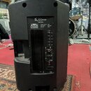 Zadní strana černého aktivního reproduktoru. Na horním štítku je logo Electron KAIFAT a označení modelu PSP215A, dále nápisy POWER CAPACITY: 250W, FR…
