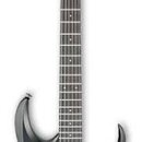 Černá elektrická kytara s matným povrchem a dvojcutem. Na hlavě hmatníku je bílý nápis Ibanez. Nástroj má dva humbuckery, jeden ovládací knoflík a tr…