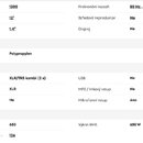 Fotografie obsahuje tabulku s technickými specifikacemi reproduktoru. Jsou zde uvedeny údaje jako Výkon (Watt) 1300, Basový reproduktor 12", Výškový…