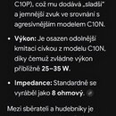 Fotografie neobsahuje žádný hudební nástroj ani příslušenství. Jde o snímek obrazovky z mobilního telefonu s textem v češtině, který popisuje technic…
