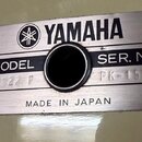 Kovový štítek s logem a nápisem YAMAHA. Pod ním je v černém rámečku uvedeno MODEL BD 22 F a SER. NO. PK-1560. Ve spodní části je nápis MADE IN JAPAN.…