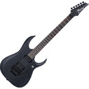 Elektrická kytara s matně černým povrchem těla a hmatníkem. Na hlavě je bílý nápis Ibanez. Nástroj má dva humbuckery a tremolo mechanismus. Povrch vy…