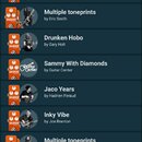 Snímek znázorňuje seznam „Artist TonePrints“ v mobilní aplikaci. Seznam obsahuje různé zvukové profily s názvy jako „Fast Vibrato“, „Multiple tonepri…