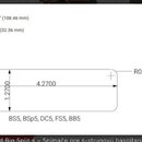 Technický výkres označení P2 Shape s rozměry délky 4.27" (108.46 mm) a šířky 1.27" (32.36 mm). Schéma zobrazuje obdélníkový tvar s rounded corners a…