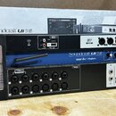 Černý rackový digitální mixážní pult s nápisem Soundcraft Ui 16. Horní panel obsahuje sekci MEDIA s konektory LINE IN, USB a REC, WiFi indikátor a čt…