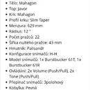 Snímek zachycuje screenshot z webové stránky kytary.cz s technickými specifikacemi elektrické kytary typu Les Paul v barvě Sunburst. Text uvádí detai…