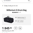 Snímek zachicuje černý textilní přepravní vak na elektronické bicí s dvěma rukojtěmi. Na produktu je viditelné bílé logo Millenium. Fotografie je sou…