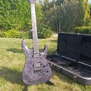 Elektrická kytara s fialovým výrazným plamenovitým vzorem na těle a hmatníku. Na hlavě je viditelné logo LTD. Kytara má dva humbuckery, pětistupňový…