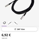 Černý audio kabel s konektory na obou koncích. Na horní části obrázku je text the sssnake PMK05BK. Kabel je svinutý do kruhu a má hladký povrch.