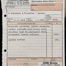 Fotografie zobrazuje papírový zakázkový list od firmy KUBÍK Miroslav VÝKUP • OPRAVY • PRODEJ HUDEBNÍCH NÁSTROJŮ. Dokument obsahuje text „B klarinet A…