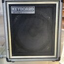 Kombinovaný zesilovač s šedým povrchem a černou síťovkou. V horní části je umístěn štítek s nápisy KEYBOARD a Roland SPECIALIZED MUSIC AMPLIFIER. Na…