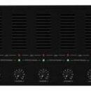 Černý rackový zesilovač s osmi ovládacími knoflíky v dolní části. V levém horním rohu je nápis "APARTO PREMI TRANSFORM-ATTENUATOR 30W". Zařízení má v…
