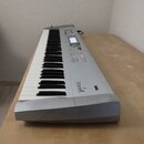 Šedý digitální klavír s bílými a černými klávesami. Na pravé straně korpusu jsou nápisy TRITON, WELL RESOLUTION a KORG Le. Nástroj má v horní části o…