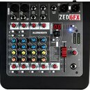 Míchací pult Allen & Heath ZED6FX v černé barvě s kovovým šedým panelem. Na přístroji jsou viditelné nápisy ALLEN&HEATH a ZED6FX. Obsahuje několik vs…