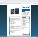 Fotografie zobrazuje technický list k reproduktorovému systému. V horní části je nápis AE-3s2 LOUDSPEAKER SYSTEM a fotografie dvou černých studiových…