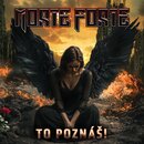 Digitální grafika zobrazující ženu s velkými černými křídly sedící v zničené, hořící krajině. V horní části je stylizovaný nápis MORTE FORTE a v doln…