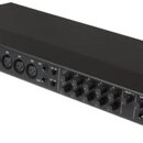 Černý rackový audio rozhraní s kovovým šasi. Na předním panelu je vlevo nápis TASCAM a pod ním model CB-16Mix. Zařízení obsahuje řadu vstupních konek…