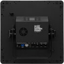 Zadní strana černého čtvercového LED panelu. Na středovém ovládacím bloku je bílý nápis „eurolite® PIXEL MATRIX PANEL 5x5 RGB/WW“ a nahoře ovládací t…