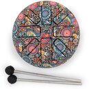 Kolařový buben s barevným, psychedelickým vzorem v červené, modré a žluté barvě. Povrch je voorzieni několika černými protiskluzovými vložkami. K nás…