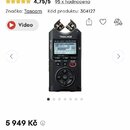 Černý přenosný digitální nahrávač s dvojicí mikrofonů v horní části. Na přístroji je vidět bílý nápis TASCAM a modelové označení DR-40X LINEAR PCM RE…