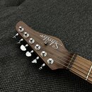 Hlava elektrické kytary z tmavého dřeva s šesti chromovanými ladičkami. Na povrchu je bílý nápis Schecter a DIAMOND SERIES spolu s malým logem v čtve…