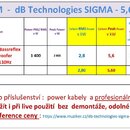 Fotografie obsahuje textovou tabulku s popisem aktivního PA systému. V tabulce je uveden výrobce a model db Technologies S 118, počet kusů 2, typ Act…