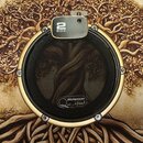 Kruhový popfilter se zlatým kovovým rámem a černou síťovkou. V horní části je upevňovací svorka s nápisem 2 BOX a v dolní části sítě je bílý oválný š…
