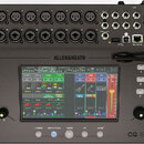 Digitální mixovací pult Allen&Heath model CQ-18T v černé barvě. Horní panel obsahuje 16 kombinovaných vstupů, vstupy ST IN, výstupy OUT a MAIN, USB p…
