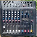 Černý mixovací pult s nápisem OMNITRONIC LS-822A. Horní panel obsahuje různé vstupy, výjepy a ovládací prvky, včetně sekce ECHO DIGITAL EFFECT PROCES…