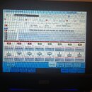 Fotografie zachicuje displej klaviatury značky KORG. Na obrazovce je zobrazeno menu s názvem COMBINATION P0:Play a KARMA GE. Jsou zde vidět různé par…