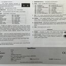 Fotografie zobrazuje část uživatelské příručky k hudebnímu zesilovači v češtině. Horní část obsahuje textové popisy ovládacích prvků a tabulku s výbě…