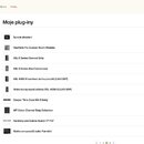 Snímek zachicuje screenshot webové stránky v sekci Moje plug-iny uživatelského účtu Universal Audio. V seznamu jsou vypsány různé softwarové plug-iny…